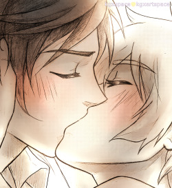 kgxspace:   I found my old sketch of Nagisa and Rei and this weekend I finished it :’) I missed drawing kisses~ And yeah, another warm mixedmedia colored sketch in my gallery, because… what the art style is :’DI’m  sorry for mixing all themes,