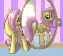 madame-elizabeth:   Fluttershy at the Mirror by Zed001  Naughty Flutters~ ;3