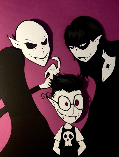 docgold13: Scary Godmother - Count Maxwell, Countess Ruby and Orson paper cut-outs. Scary Godmother 