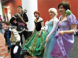 katiebienvenue:the-frozen-fjords:Frozen Cosplayers from Anime boston 2014 [X]Elsa | Anna | Rapunzel 