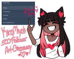 king-miyo:  Hey everyone! I finally reached my 500 follower goal, so now I’m gonna hold an art giveaway to show how much I appreciate all of you for being with me and helping me along for so long! I genuinely appreciate it, so I gotta show my gratitude