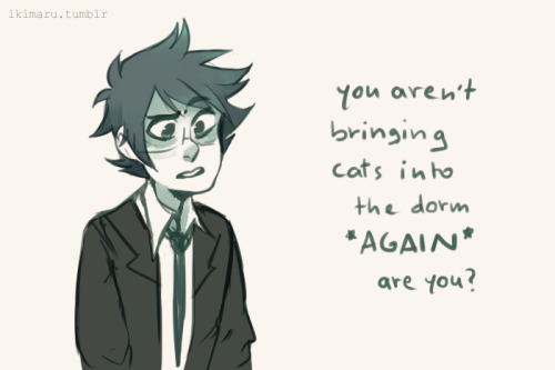 on a side note this au keeps being ridiculousheadcanon that Karkat would try to secretly adopt cats from time to time