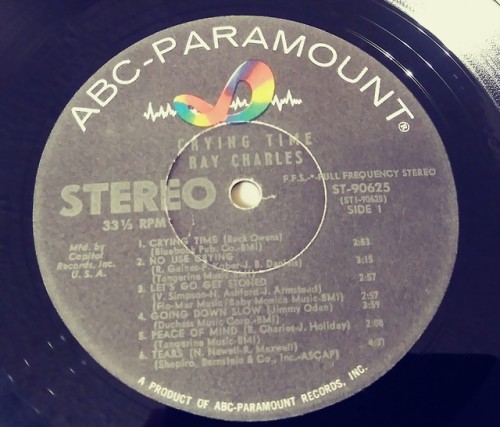 Ray Charles - Crying Time 1966 ABC Paramount label. Produced by Tangerine Record Corporation.