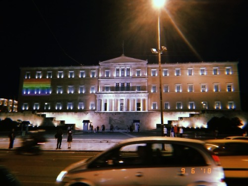 zoimbie: The rainbow flag is seen in the Greek parliament in Athens during Gay Pride, 2018 It’