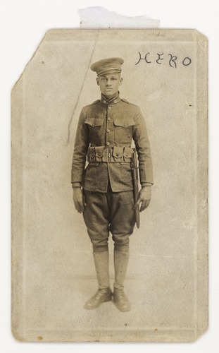 si-african-american-history:  Photographic postcard of Cpl. Lawrence Leslie McVey in uniform, 1914 - 1918, Smithsonian: National Museum of African American History and CultureSize: H x W: 5 7/16 x 3 7/16 in. (13.8 x 8.7 cm)Medium: silver and photographic