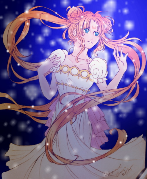 nekokitkat: experimented with coloring. Here is the colored verion of my Sailor moon picture! I hope