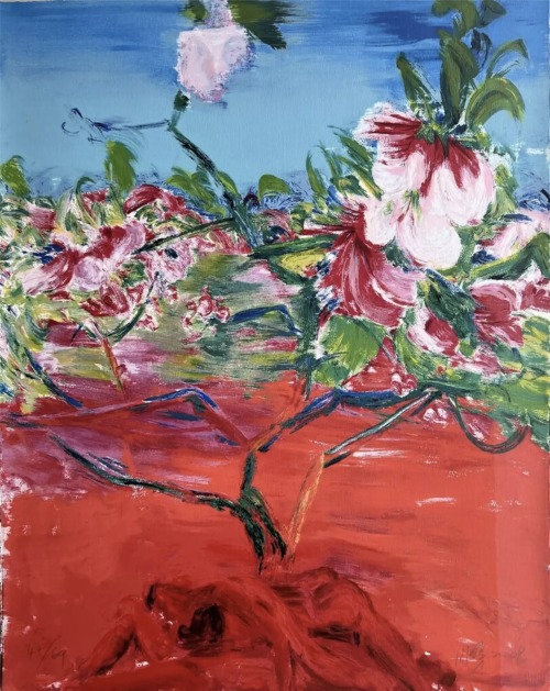terminusantequem:  Zhou Chunya (Chinese, b. 1955), Peach blossom story, 2008. Silkscreen on paper, 84 × 67 cm