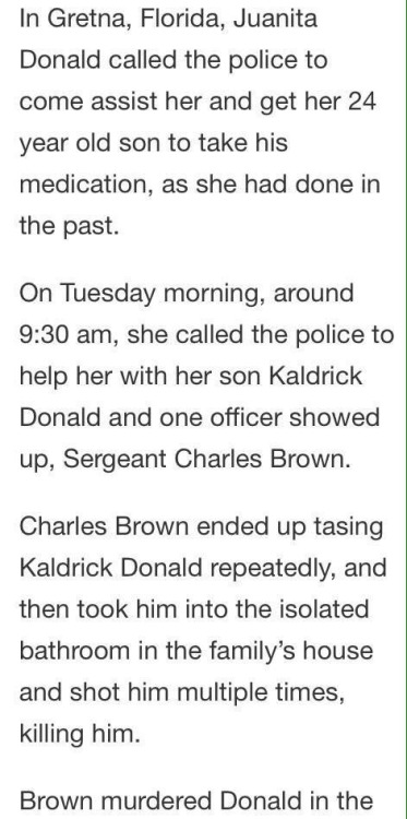 quadruplebackflip:  nope nope nope. please REBLOG to spread this because as said in the picture then the officer will be free and kaldrick donald will never get the justice he deserves 