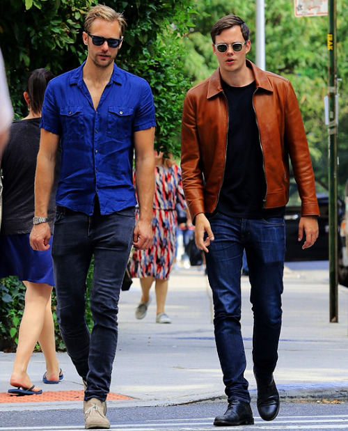 Alexander and Bill Skarsgård walking around town New York City, September 9, 2019. 