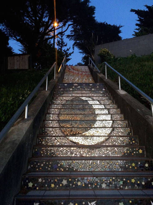 adventure-heart:Tiled Steps in San Francisco that Reflect the Moonlight