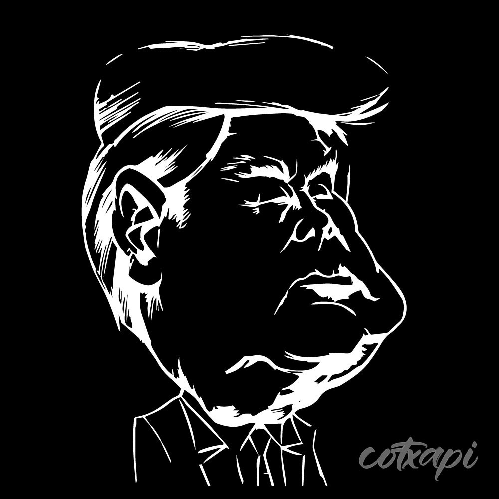 Us President Donald Trump Chinese President Xi Jinping Vector Art Illustration, Black and White Outline Design