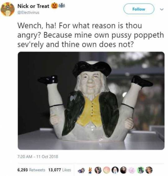 angelwormwood: angelwormwood:  angelwormwood: taking stock meme phrases and translating them into Ye Olde English is literally top tier comedy “hoes mad” - average, basic, possibly funny in the right context and if it appeals to your personal sense