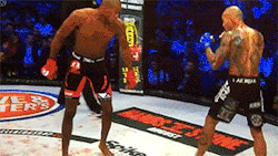 forfightersnotlovers:  Michael Page vs. Evangelista SantosBellator 158 (July 16, 2016) Venom deactivates Cyborg with a well-timed flying knee. 