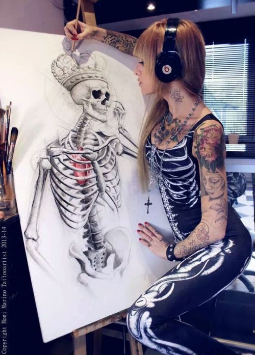 Skeleton drawing by Moni Marino, very talented tattoo artist