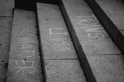 January 2017 | Women’s March in Philadelphia, PA.chalk messages seen around the parkway sidewalks.