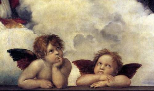 beyond-the-canvas: Raphael, Putti (detail from The Sistine Madonna), 1513.