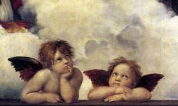 artist-raphael:  Putti, detail from The Sistine Madonna, RaphaelMedium: oil,canvas