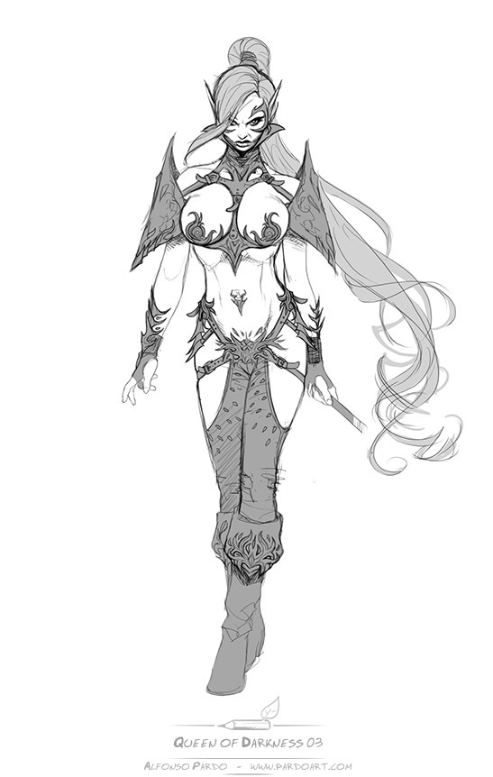 pardoart:  Some concepts for a dark queen elf miniature www.pardoart.com 