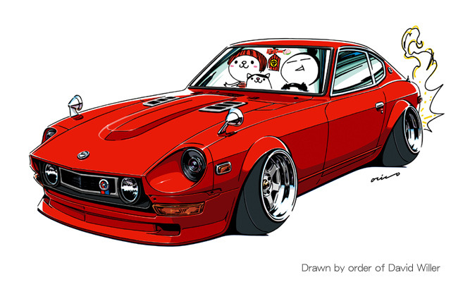 ozizo art show - CRAZY CAR ART ”DATSUN 240Z” Drawn by order