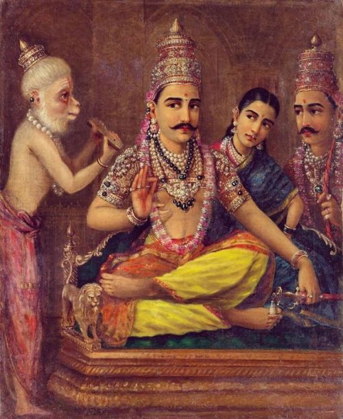 Sita, Rama, Lakshmana and Hanuman by Raja Ravi Varma