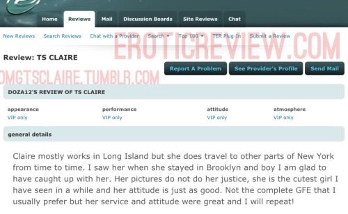 omgtsclaire: THANK YOU FOR PUTTING YOUR PERSONAL REVIEW OF ME on EroticReview.Com I LOVEE it &am