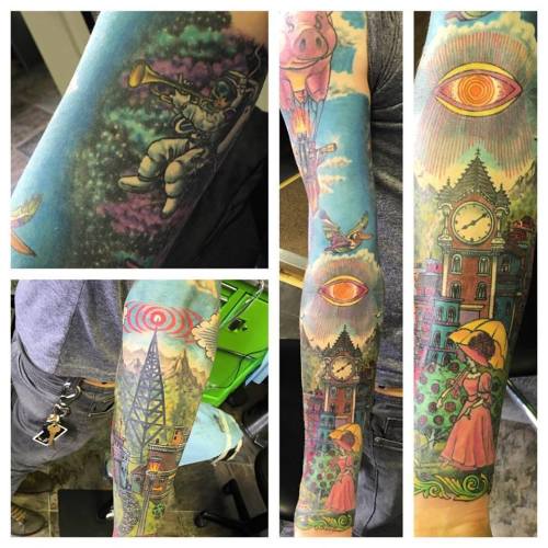 Super crazy, bright sleeve on our talented friend Eli. He is a great musician, but has these tiny da