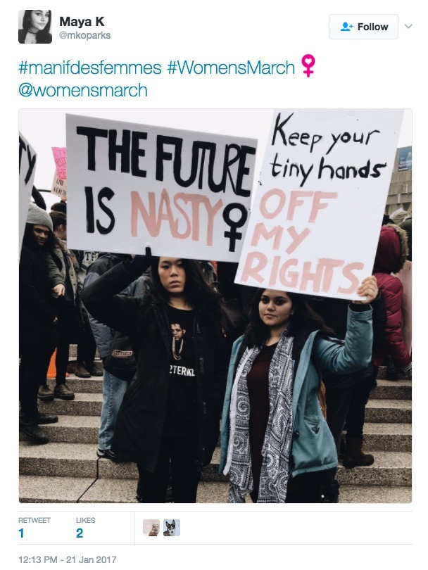 allthecanadianpolitics:Women’s March on Washington solidarity rally in Montreal,