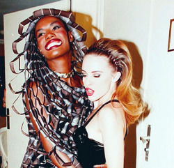 sunsetpeople:  Grace Jones &amp; Kylie Minogue 