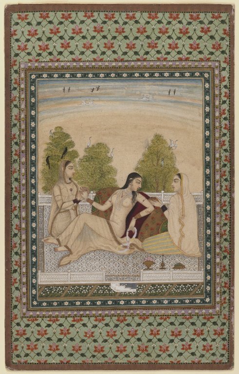 mughalshit:  Woman on a Terrace India, Mughal, circa 1775 Opaque watercolors and
