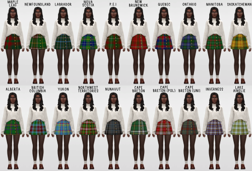 merulaverse: @arethabee’s jenny skirt recolored in 20 offical canadian tartans!I bought these 