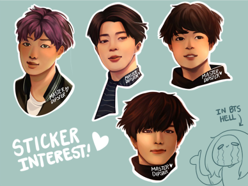 updates: i’m in bts hell and sinking slowlyinterest check if I made stickers like this (maybe sell t
