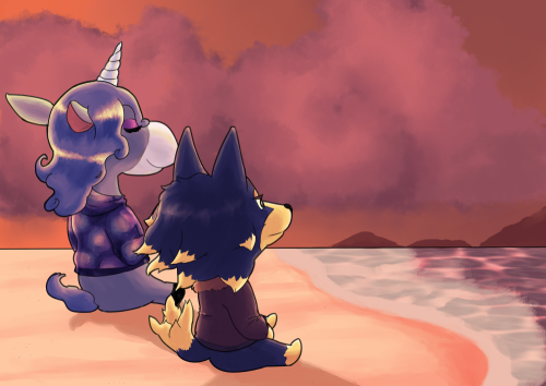 trying my hand at a screencap redraw featuring julian and wolfgang just chillin’ it out on the beach
