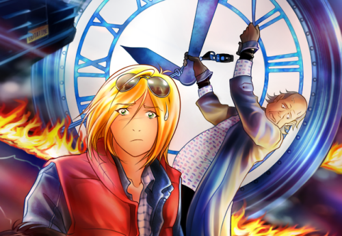 nehart82:I can finally post my piece for @yoiscifizine​! ✨Back to the Future + Yuri On Ice: two of m
