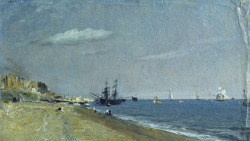 kecobe:  John Constable (British; 1776–1837)Brighton Beach, with Colliers Oil on paper July 1824 Victoria &amp; Albert Museum, London 