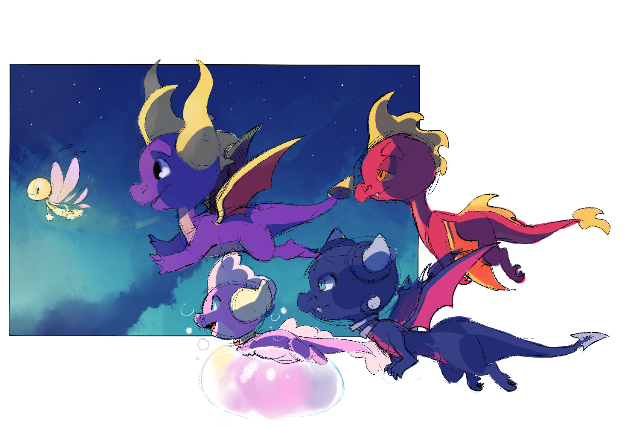 ladie-bug:  Spyro doodles. It would be nice to play a new Spyro game with other dragons