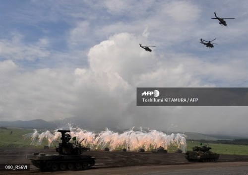 Japan Ground Self-Defense Forces tanks and armoured vehicles...