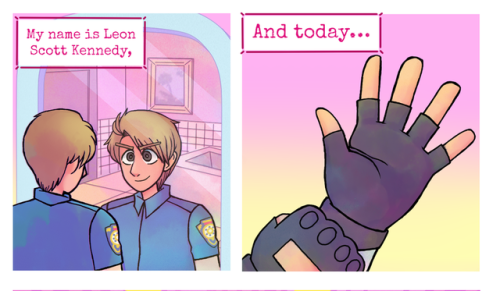 mewtwo365: Here’s an RE 2 comic. Leon Kennedy’s first day on the job also happens to be 