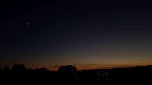 Moon sliver during doggy walk.