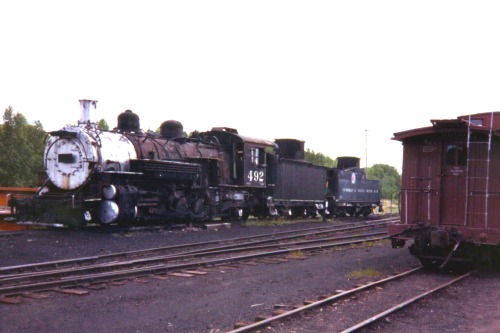 Steam Engine, Chama Rail Yard, Cumbres and Toltec Railway, Chama, New Mexico, 1987.It took three tri