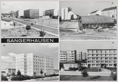 AnsichtskarteSANGERHAUSEN 1 Karl-Liebknecht-Straße 2 “Faßgaststätte” im Hasental 3 Mitte