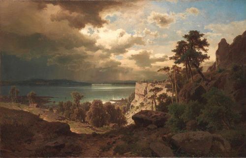 Adolf ChwalaView of Lake Attersee facing Kammern