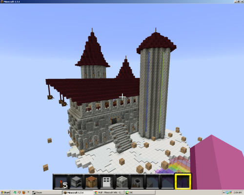 datcatwhatcameback:  A little something I’ve been building in Minecraft. I call it “Cheericloud Hall”. It’s built on some fake clouds way up above a mountain biome on our server. It’s one of the coolest things I’ve ever built in my opinion.
