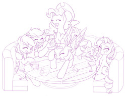 dstears: The future leaders of Equestria everyone.Equestria Daily’s Artist Training Grounds #9 - Day 17: Draw ponies having a night on the town.I would like to color this at some point, but no time today.  