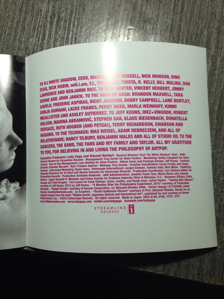 ladyxgaga:  Another look inside of ARTPOP’s album booklet. 