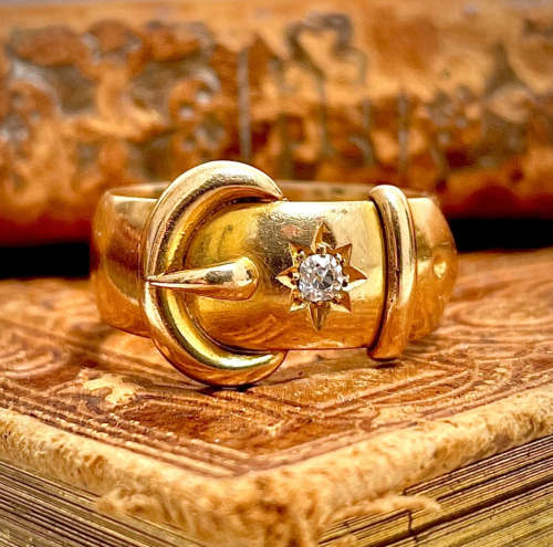 Antique 18k Gold Diamond Buckle Ring