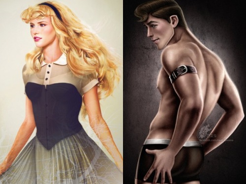 thegoddamazon:  missmisandry:  Two of my favorite Disney fan art series’, together at last. Jirka Vinse’s  Real Life Disney Girls and David Kawena’s Disney Heroes Hyper-realistic women and hyper-sexualized men   I’m about that life. 
