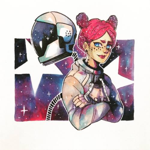 SPACE★GIRL I haven&rsquo;t used copic for a long time. Quite forgot how to use it&hellip; #mazocs #m