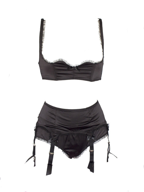 kissmedeadlier: Valenti is here…a quarter cup satin bra with matching black satin brief and 6