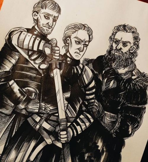 jaimebrienne-art:Jaime, Brienne, Tormund by madblackie.art