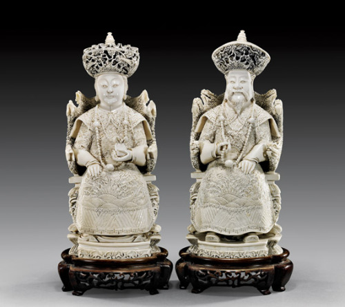 Emperor and Empress ivory carving. Qing dynasty